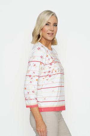 Carraig Donn Coral Printed Breton Top