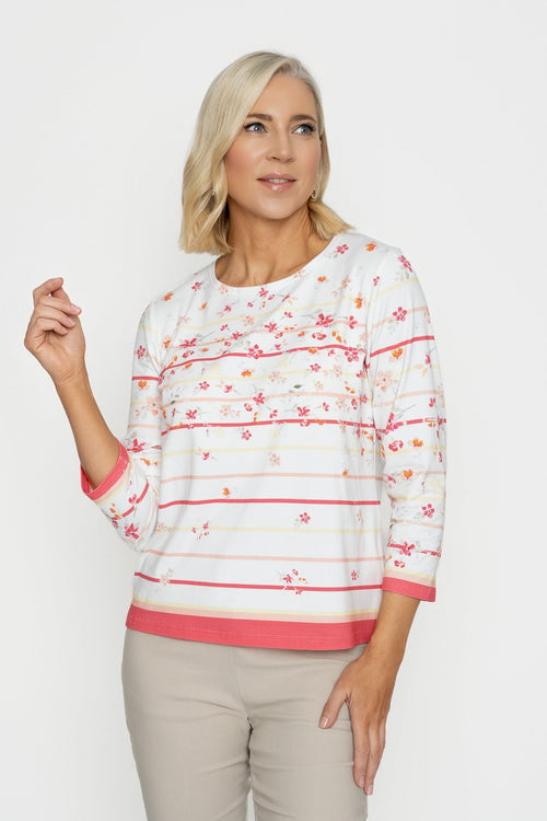 Coral Printed Breton Top