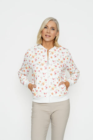 Carraig Donn Coral Printed Textured Jersey Bomber Jacket