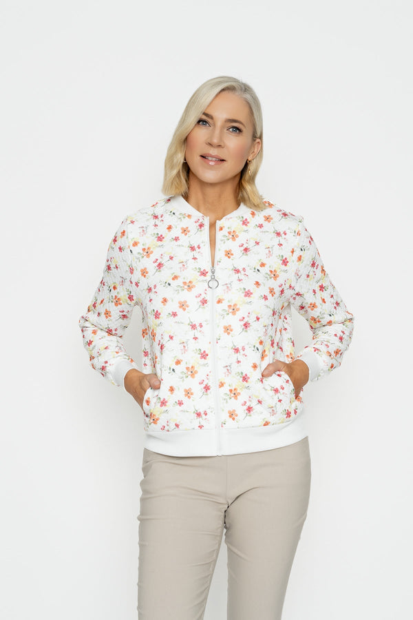 Carraig Donn Coral Printed Textured Jersey Bomber Jacket