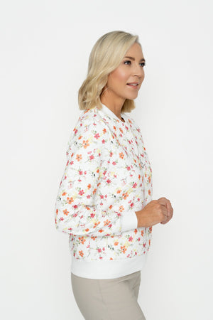 Carraig Donn Coral Printed Textured Jersey Bomber Jacket