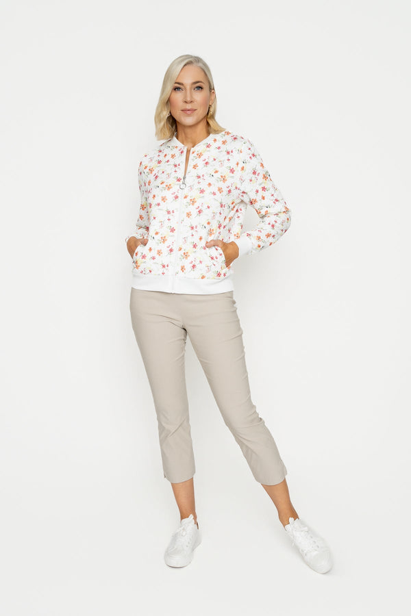 Carraig Donn Coral Printed Textured Jersey Bomber Jacket