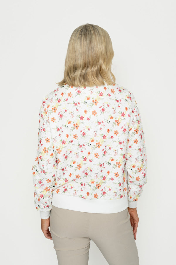 Carraig Donn Coral Printed Textured Jersey Bomber Jacket