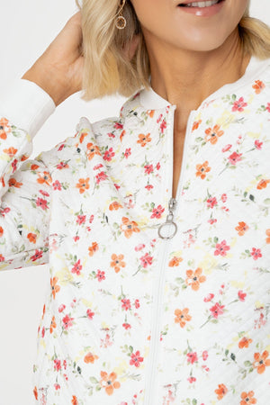 Carraig Donn Coral Printed Textured Jersey Bomber Jacket