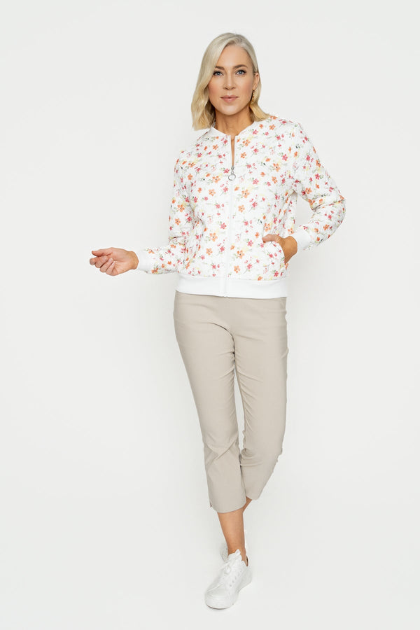 Carraig Donn Coral Printed Textured Jersey Bomber Jacket