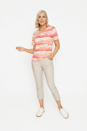 Carraig Donn Coral Printed Top With Stones