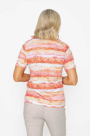 Carraig Donn Coral Printed Top With Stones