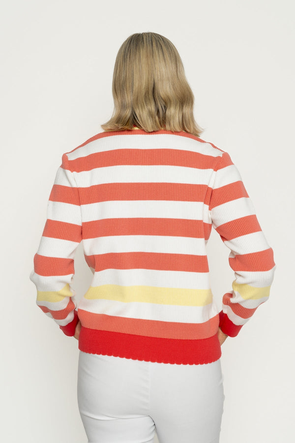 Carraig Donn Coral Stripe Cardigan