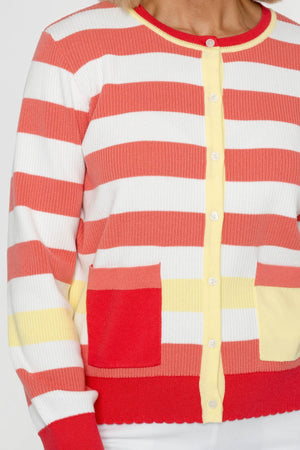 Carraig Donn Coral Stripe Cardigan
