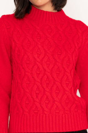 Carraig Donn Cosy Cable Knit Sweater in Red