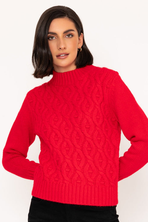 Cosy Cable Knit Jumper in Red