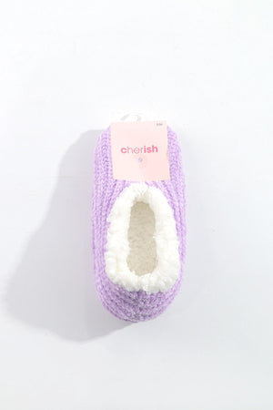 Cosy Knit Slipper Socks in Lilac