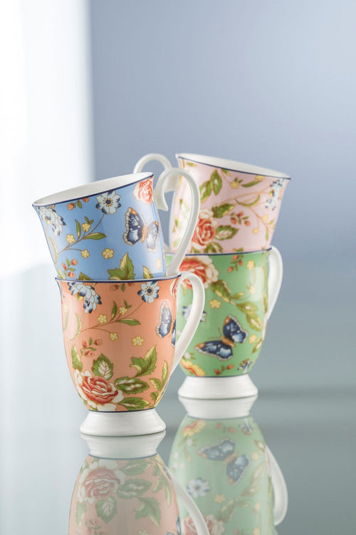 Cottage Garden Footed Mugs Set Of 4