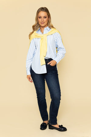 Carraig Donn Cotton Blend Blue Striped Shirt