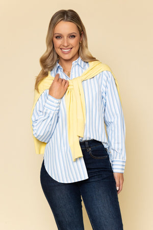 Carraig Donn Cotton Blend Blue Striped Shirt