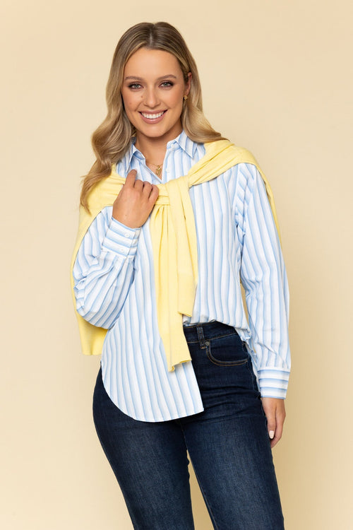 Carraig Donn Cotton Blend Blue Striped Shirt