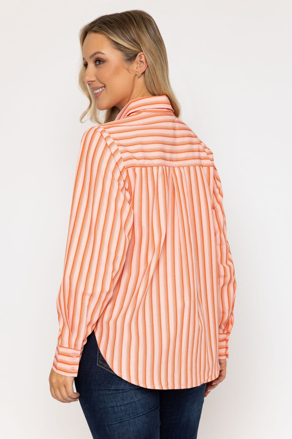 Carraig Donn Cotton Blend Orange Striped Shirt