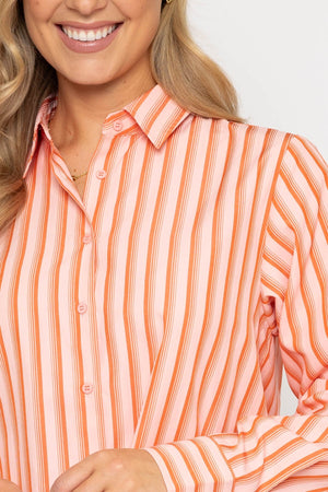 Carraig Donn Cotton Blend Orange Striped Shirt