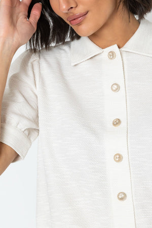 Carraig Donn Cream Boucle Top with Gold Buttons