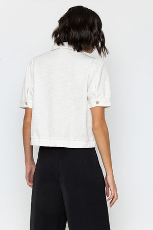 Carraig Donn Cream Boucle Top with Gold Buttons