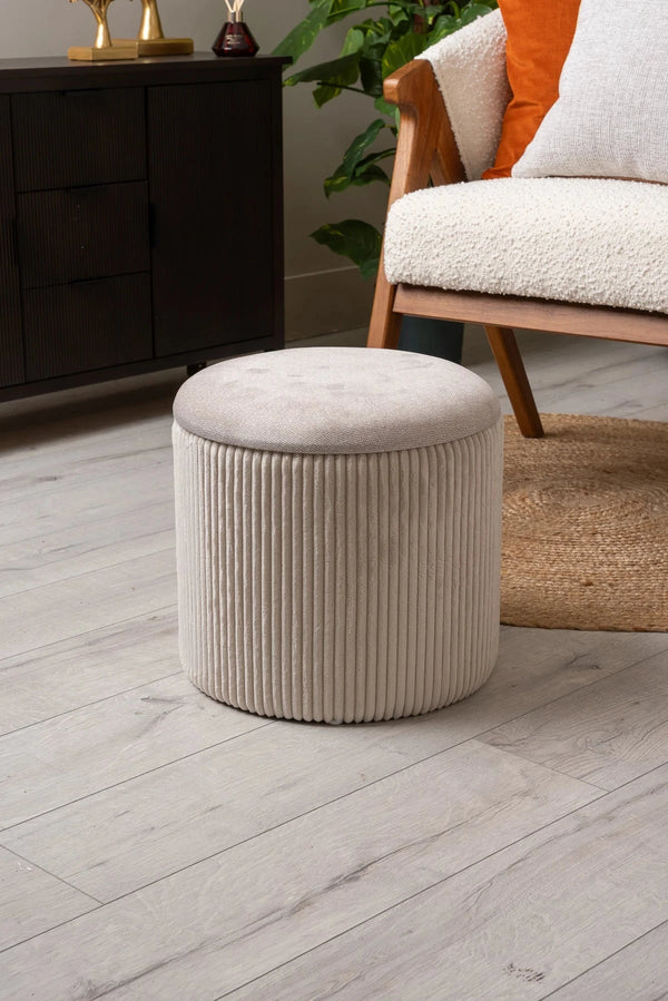 Carraig Donn Cream Cara Corduroy Storage Stool