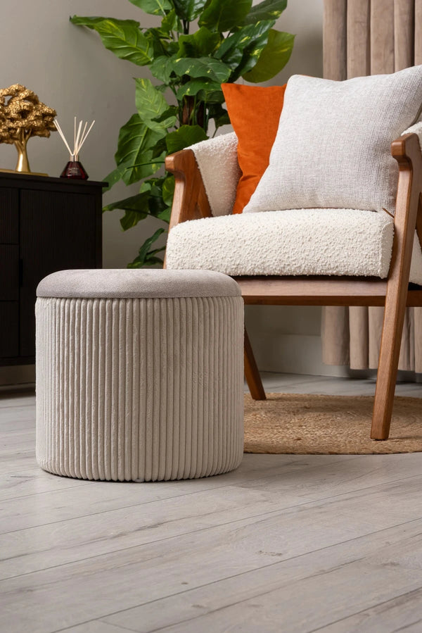 Carraig Donn Cream Cara Corduroy Storage Stool