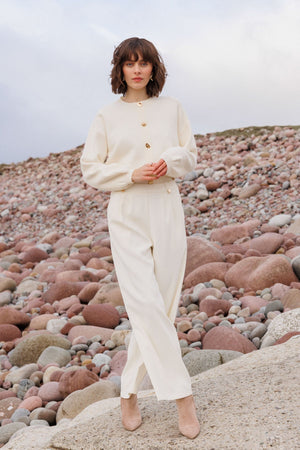 Carraig Donn Cream Cardigan with Contrast Button Details