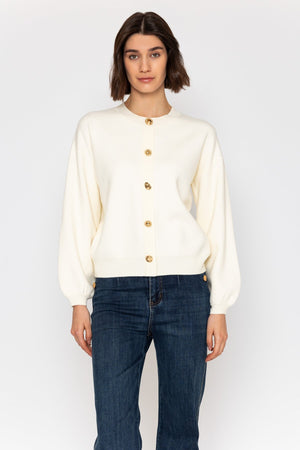 Carraig Donn Cream Cardigan with Contrast Button Details
