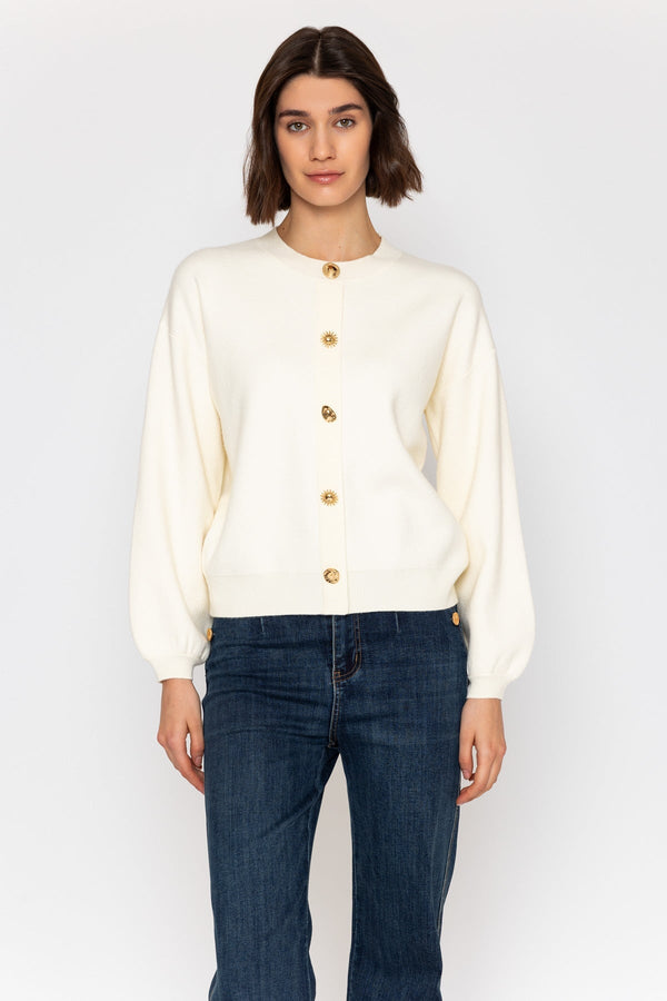 Carraig Donn Cream Cardigan with Contrast Button Details