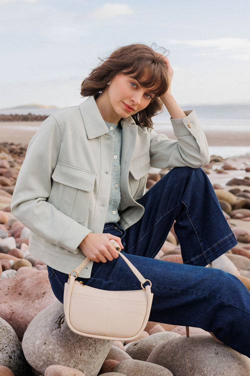 Cream Crescent Crossbody Bag