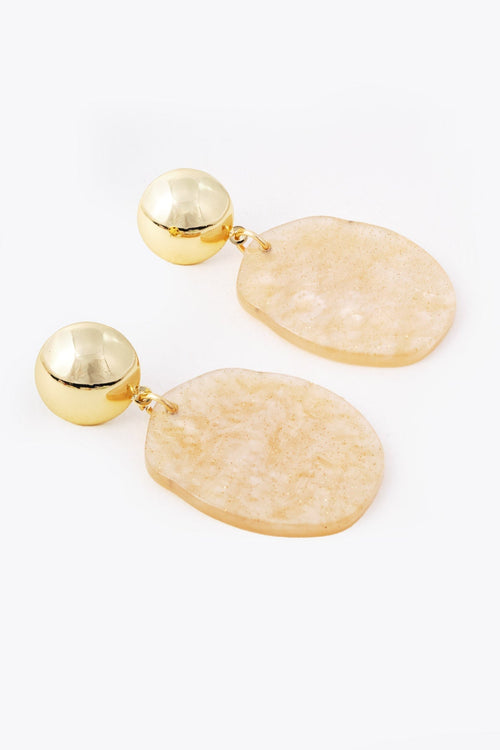 Cream Crinkle Disc Earrings