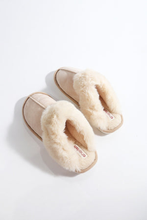 Carraig Donn Cream Faux Suede Mule Slippers