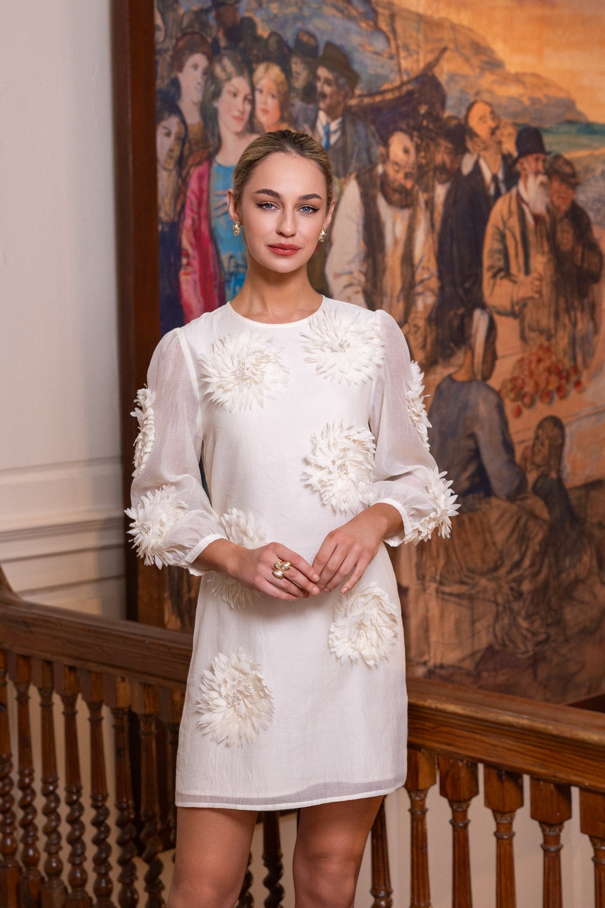 injiri CREAM APPLIQUÉ DRESS Cream Floral Appliqué Mini Dress | Occasion Wear | Dresses