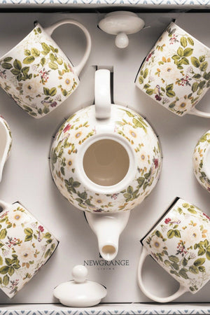 Carraig Donn Cream Floral Rose 7-Piece Tea Set