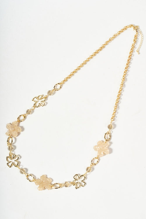 Cream Flower Bead Necklace