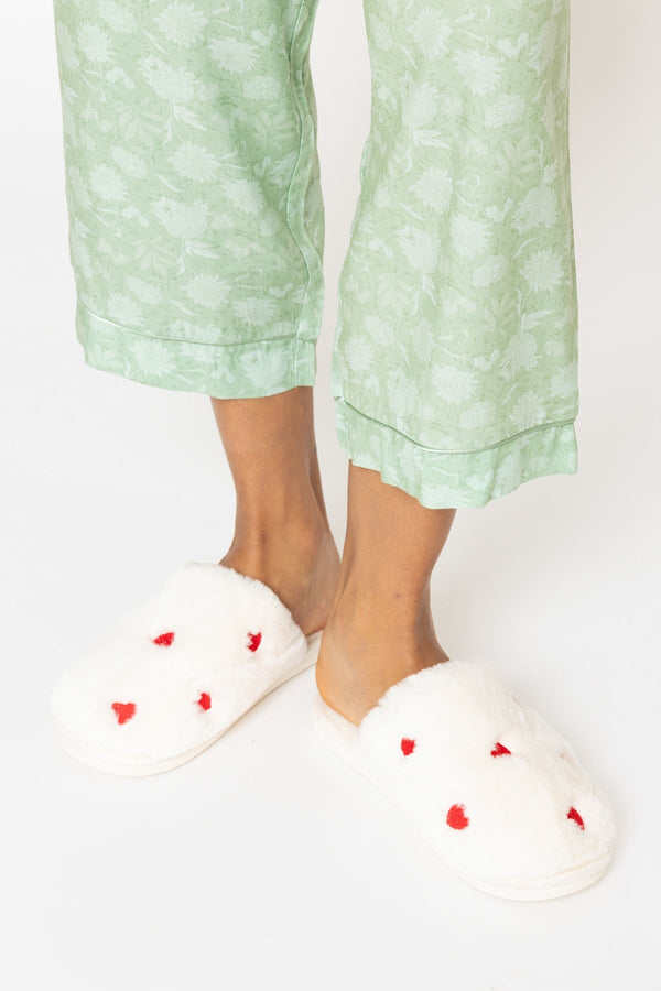 Carraig Donn Cream Heart Mule Slippers