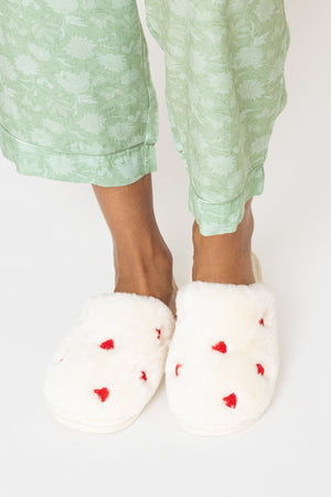 Carraig Donn Cream Heart Mule Slippers