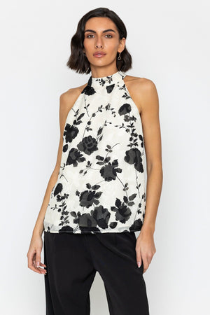 Carraig Donn Cream High Neck Floral Print Top