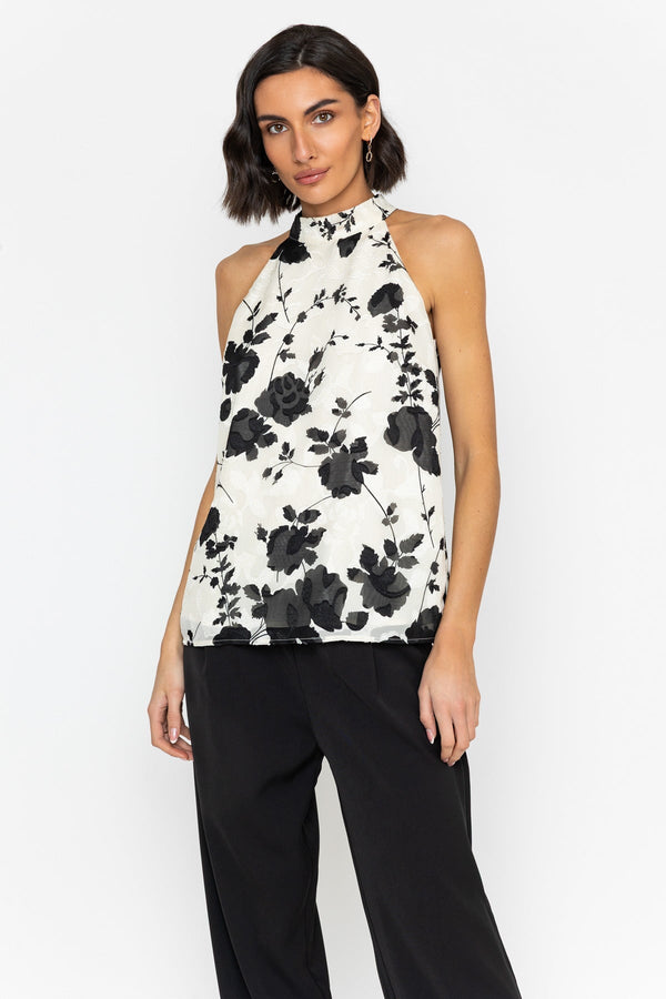 Carraig Donn Cream High Neck Floral Print Top