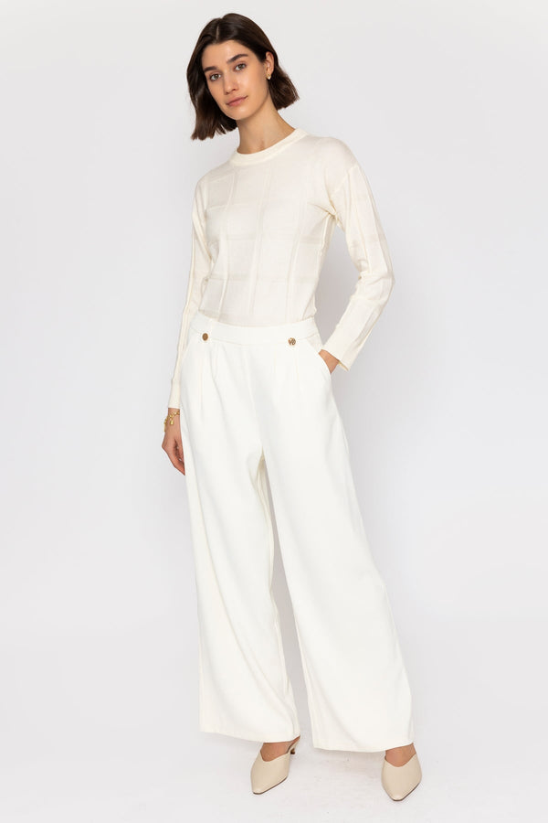 Carraig Donn Cream High-Waist Trousers with Gold Buttons