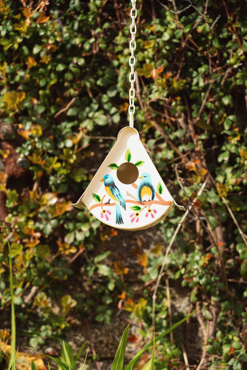 Cream Metal Bird House