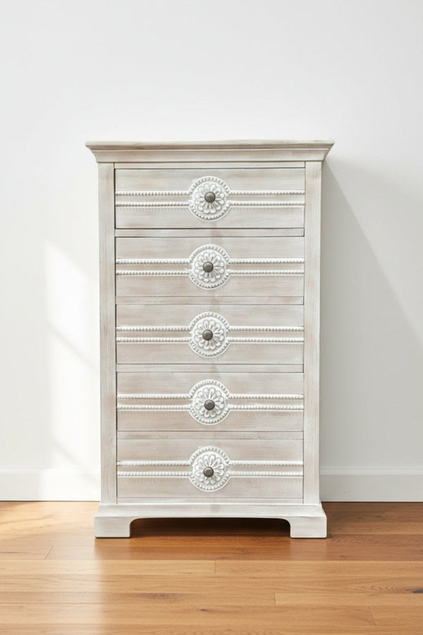 Carraig Donn Cream Nantes 5 Drawer Tallboy