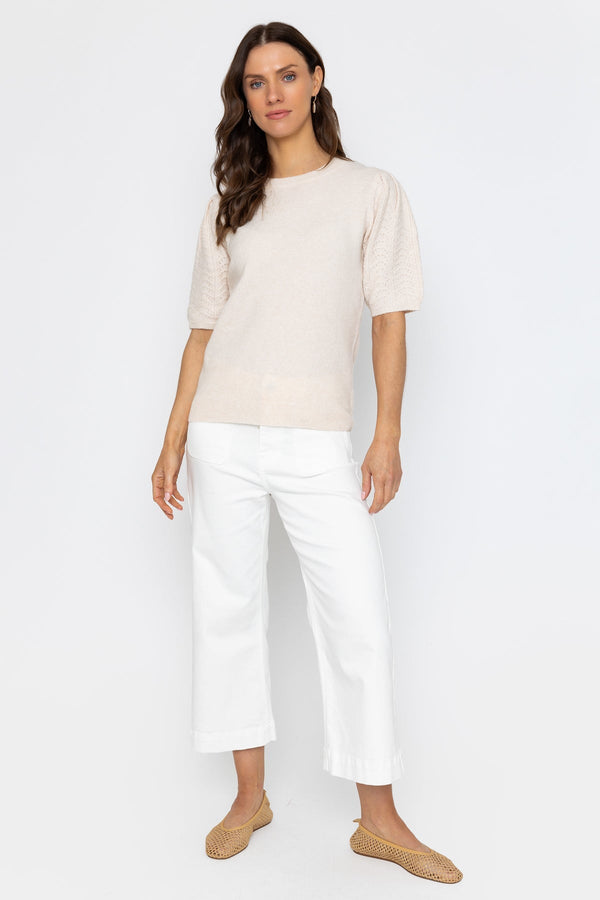 Carraig Donn Cream Puff Sleeve Knit Top