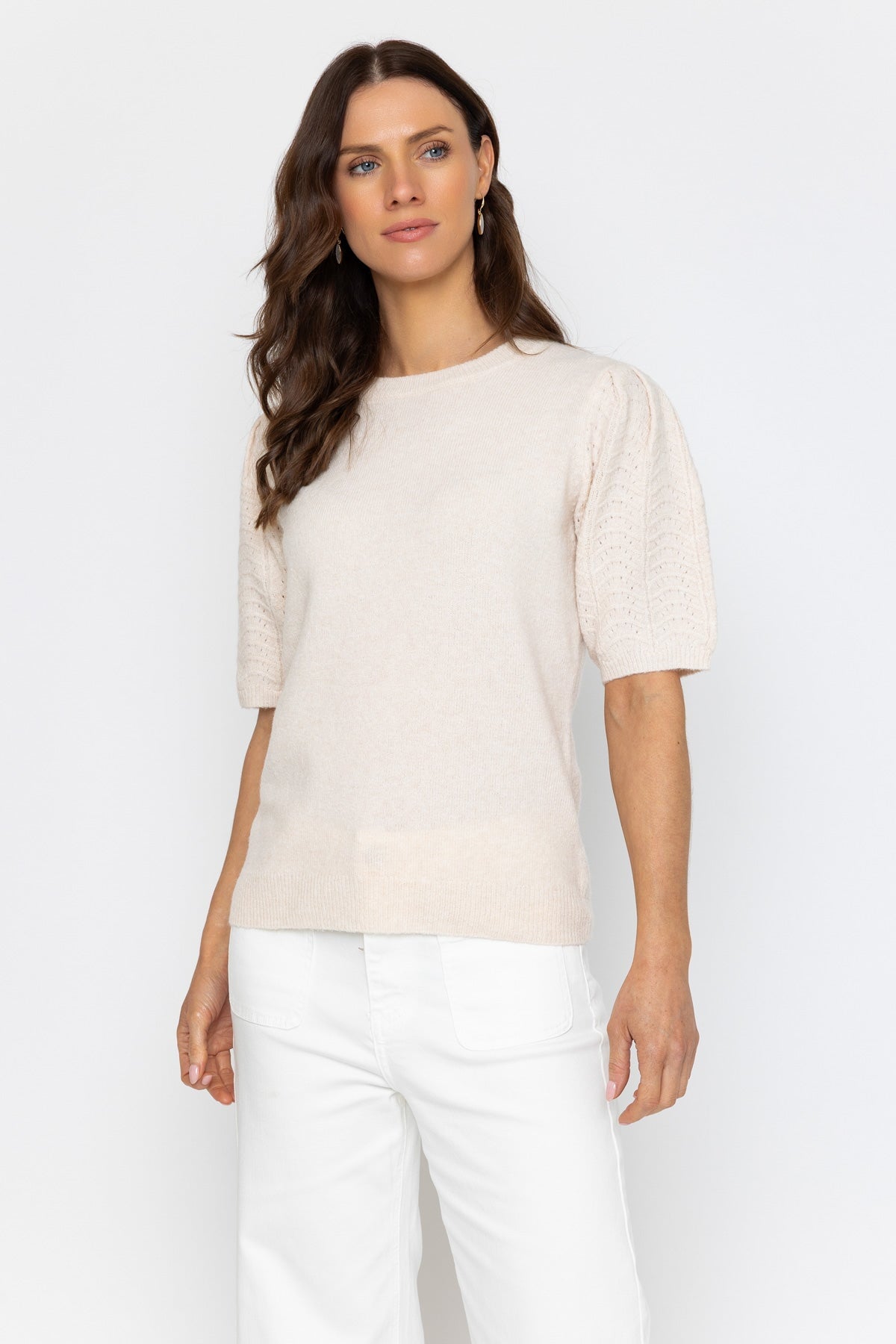 Cream Puff Sleeve Knit Top