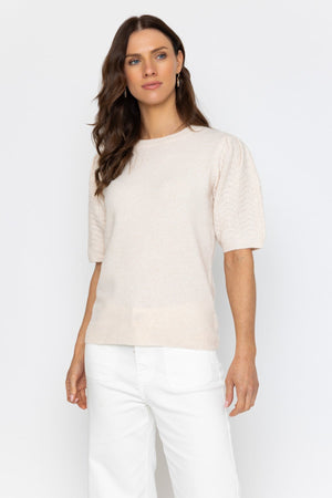 Carraig Donn Cream Puff Sleeve Knit Top