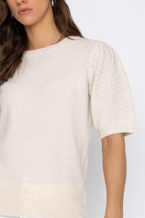 Carraig Donn Cream Puff Sleeve Knit Top