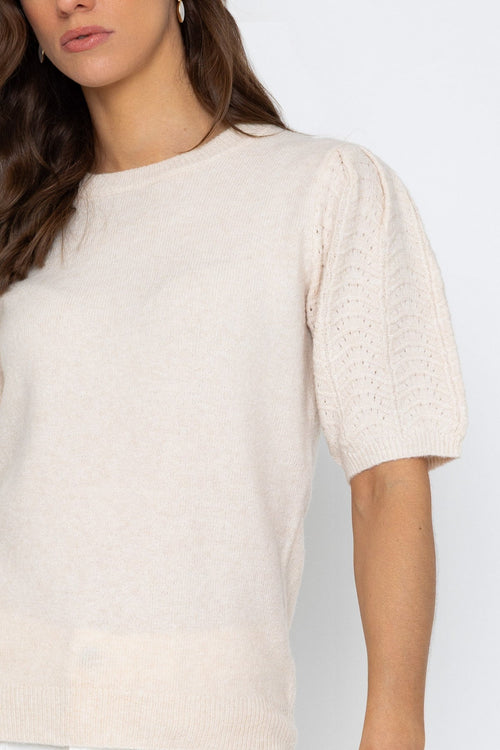 Carraig Donn Cream Puff Sleeve Knit Top