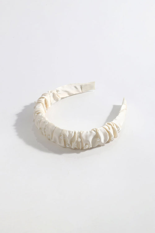 Carraig Donn Cream Ruched Pearl Hairband