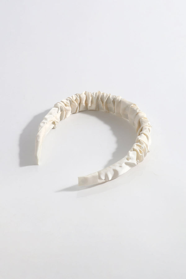 Carraig Donn Cream Ruched Pearl Hairband