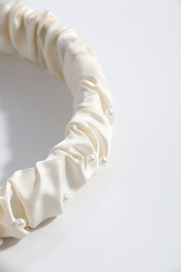 Carraig Donn Cream Ruched Pearl Hairband